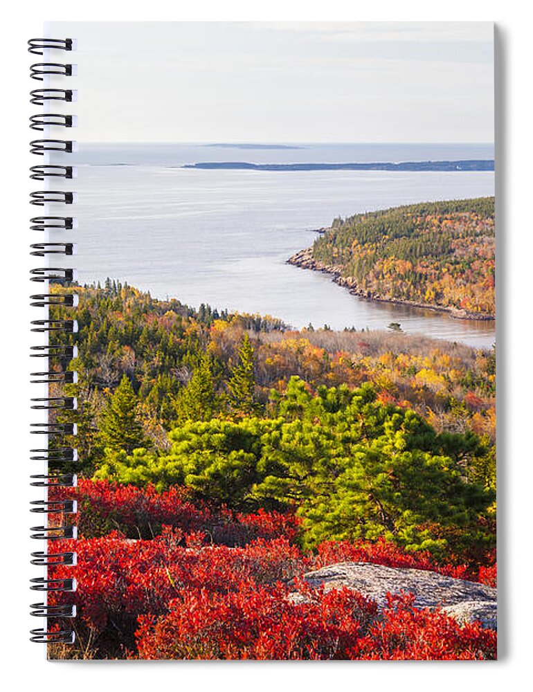 Acadia Spiral Notebook featuring the photograph Otter Cove from Gorham Mountain in Autumn Acadia National Park by Ken Brown