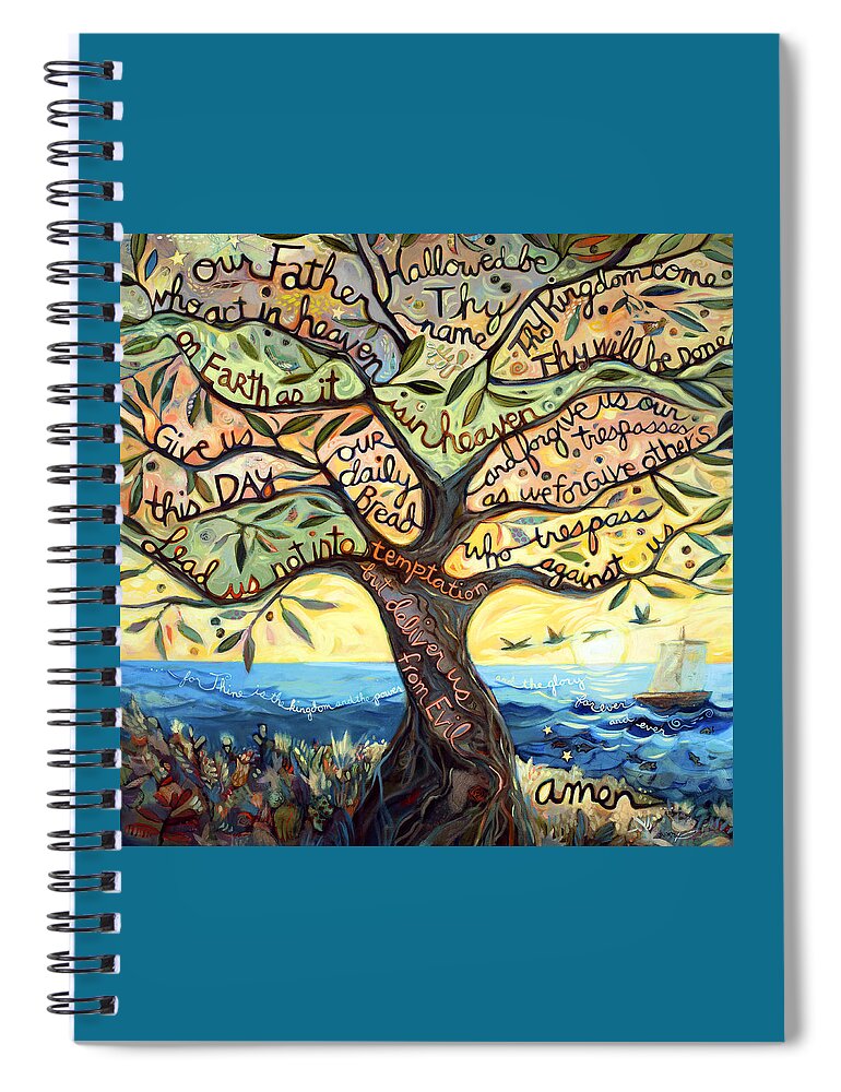 Jen Norton Spiral Notebook featuring the painting Our Father by Jen Norton