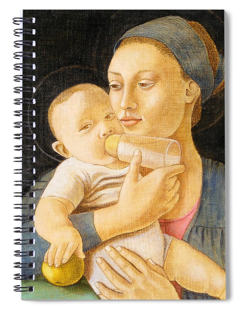 Madonna Spiral Notebook featuring the painting Our Lady nursing the Child by Andrea Vandoni