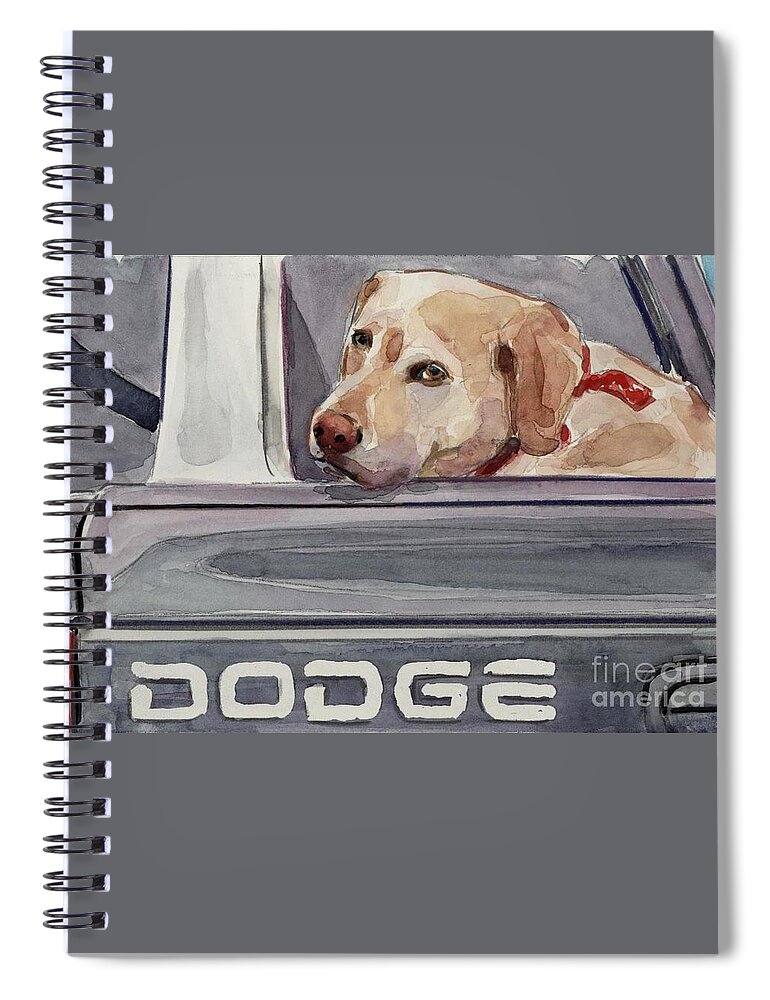 Yellow Dog Spiral Notebook featuring the painting Out of Dodge by Molly Poole