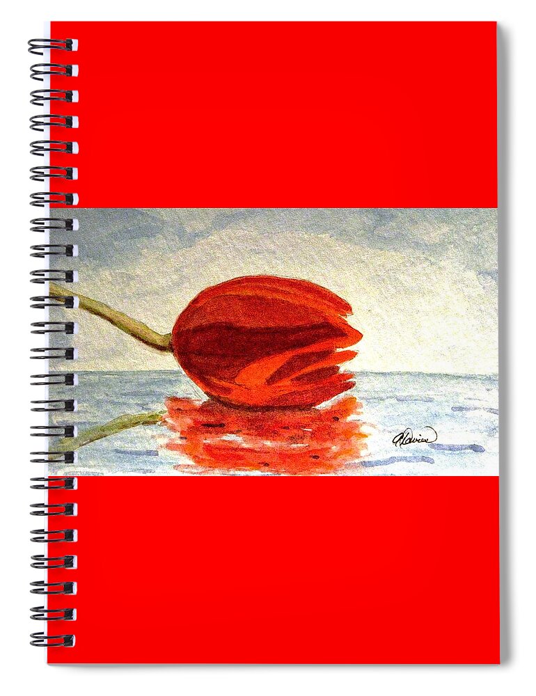 Tulip Paintings Spiral Notebook featuring the painting Out To Sea by Angela Davies