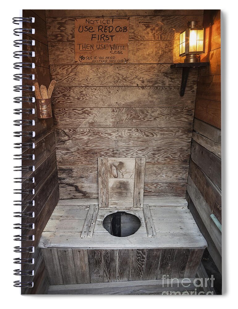 Illuminated Spiral Notebook featuring the photograph Outhouse Interior by Bryan Mullennix