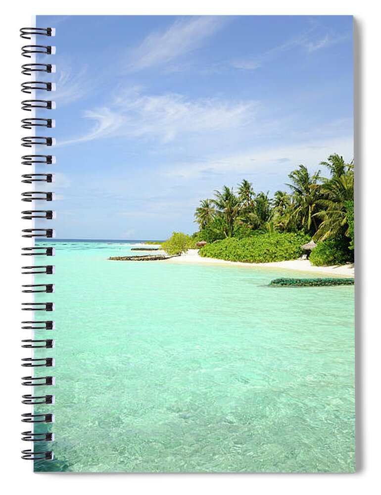 Seascape Spiral Notebook featuring the photograph Outlook On A Maldives Island by Wolfgang steiner