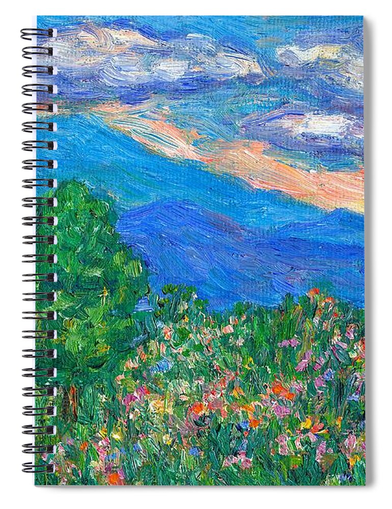 Kendall Kessler Mountains Spiral Notebook featuring the painting Over the Edge by Kendall Kessler