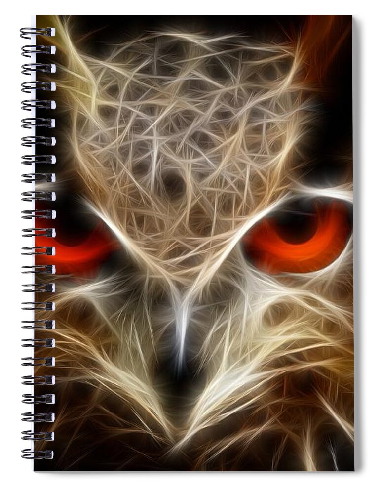 Owl Spiral Notebook featuring the digital art Owl - fractal artwork by Lilia D