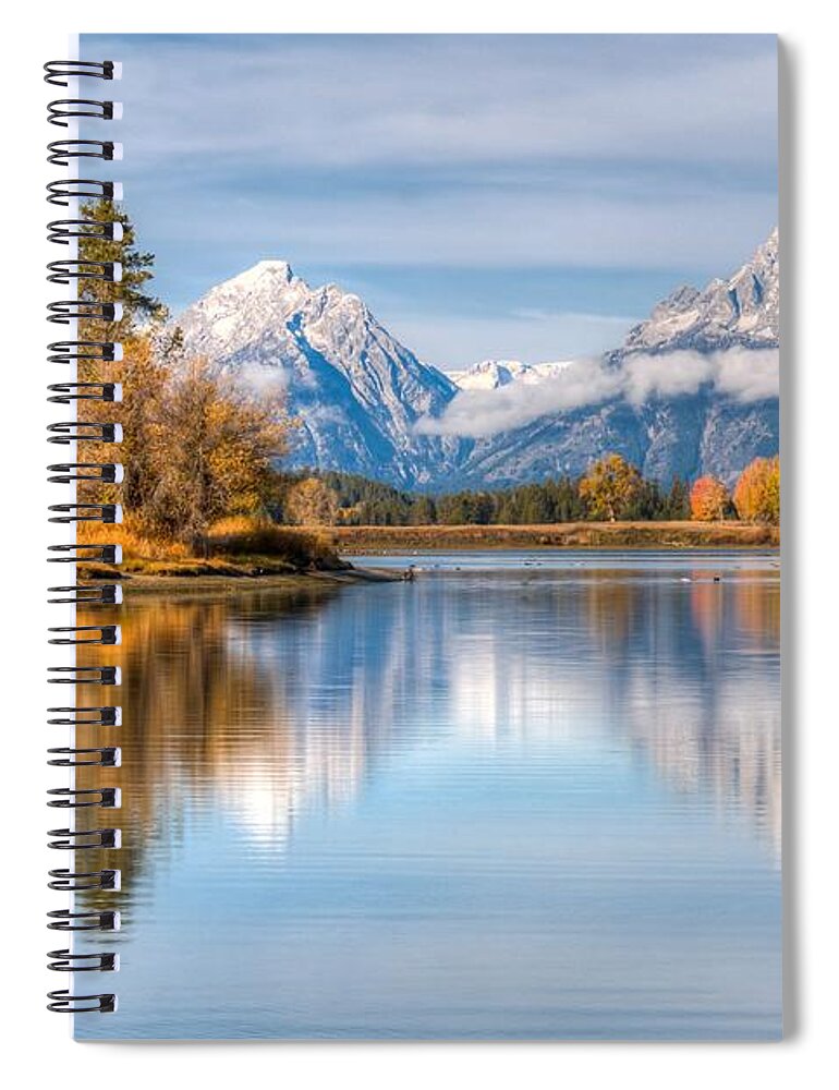 Landscape Spiral Notebook featuring the photograph Oxbow Bend Reflections 0076 by Kristina Rinell