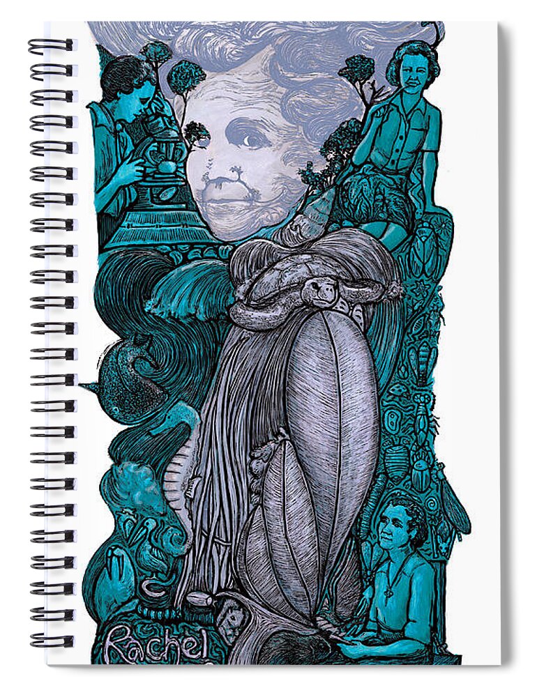 Rachel Carson Spiral Notebook featuring the mixed media P846 Rachel Carson by Ricardo Levins Morales