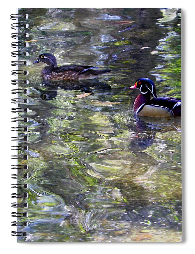 Nature Spiral Notebook featuring the photograph Paddling in a Monet by Judy Wanamaker