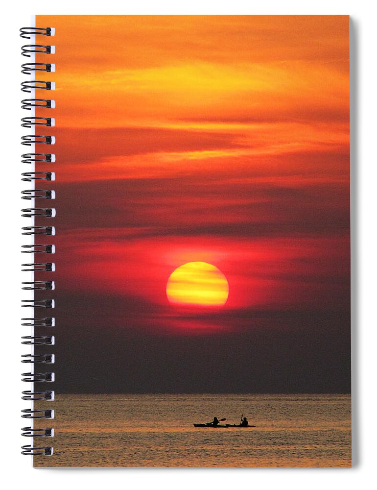 Sunset Spiral Notebook featuring the photograph Paddling under the sun by Richard Reeve
