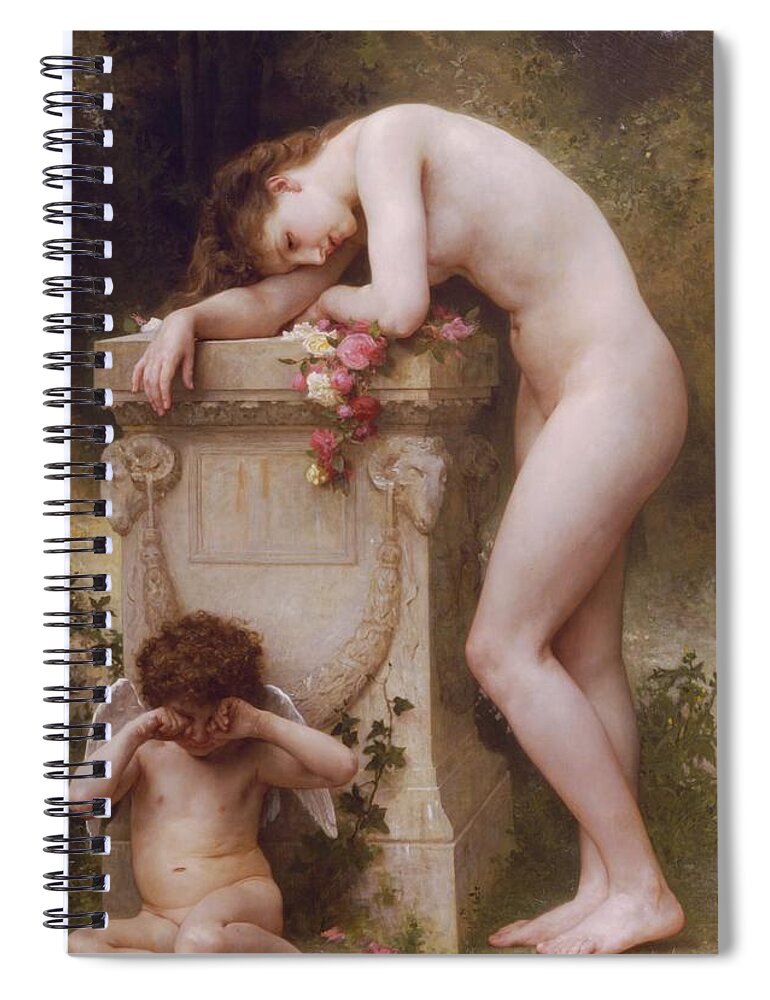 Pain Spiral Notebook featuring the painting Pain of Love by William Adolphe Bouguereau