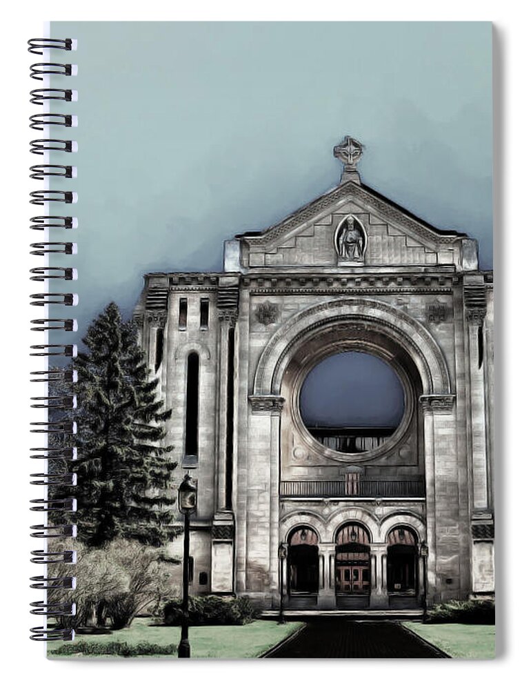 Basilica Spiral Notebook featuring the digital art Painted Basilica 2 by Teresa Zieba