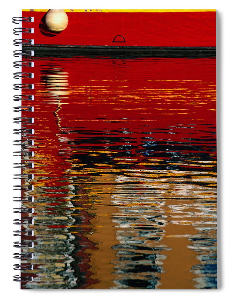 Shadow Spiral Notebook featuring the photograph Painted Hull Of Boat Reflected In by David C Tomlinson