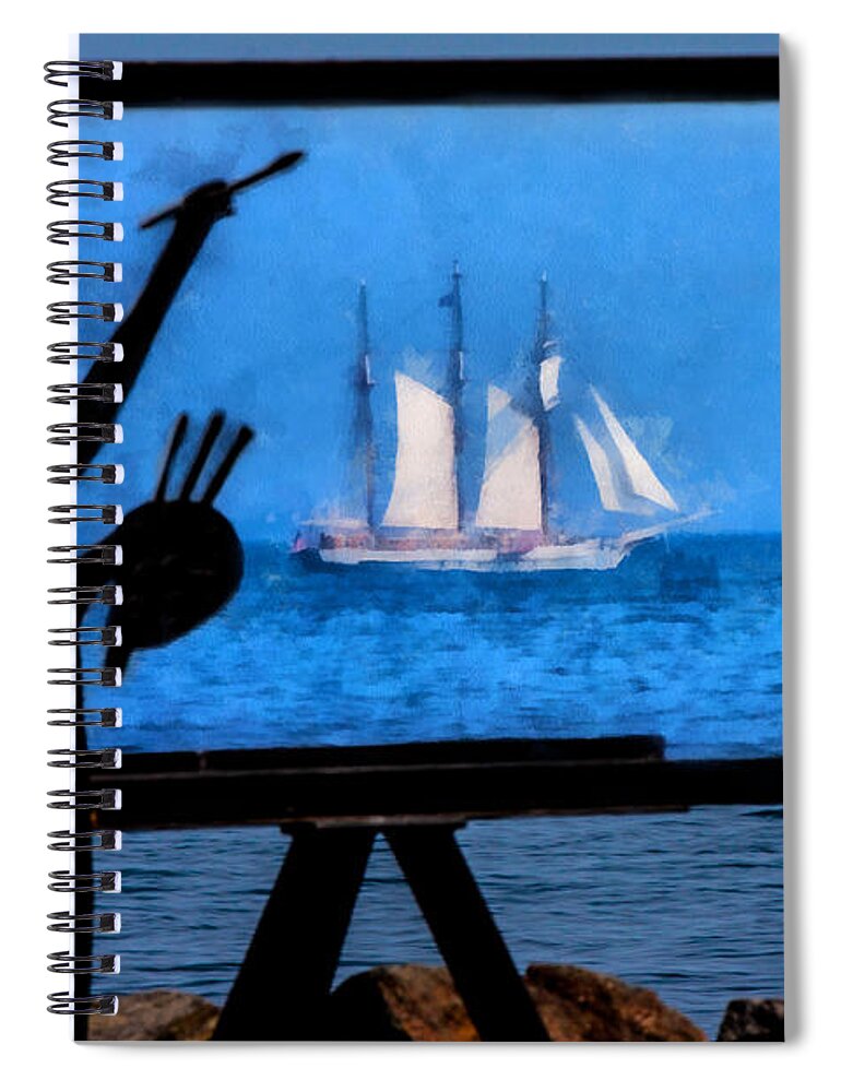  New Hampshire Spiral Notebook featuring the photograph Painting a picture of Schooner Mystic by Jeff Folger