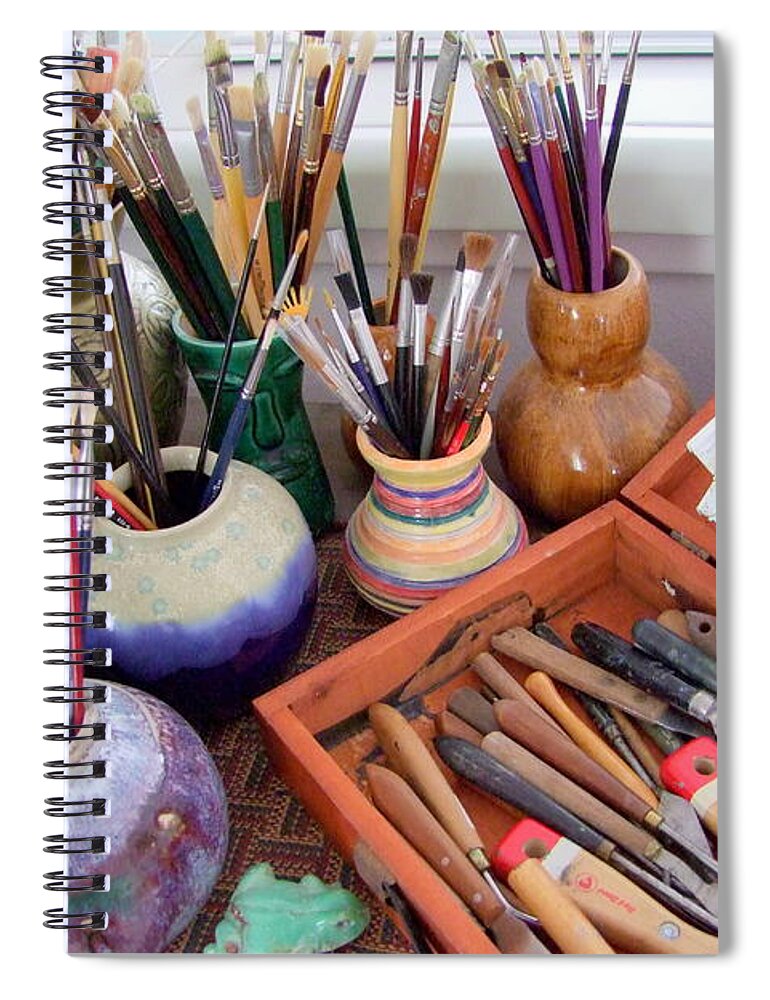Painting Spiral Notebook featuring the photograph Painting Work Table by Mary Deal