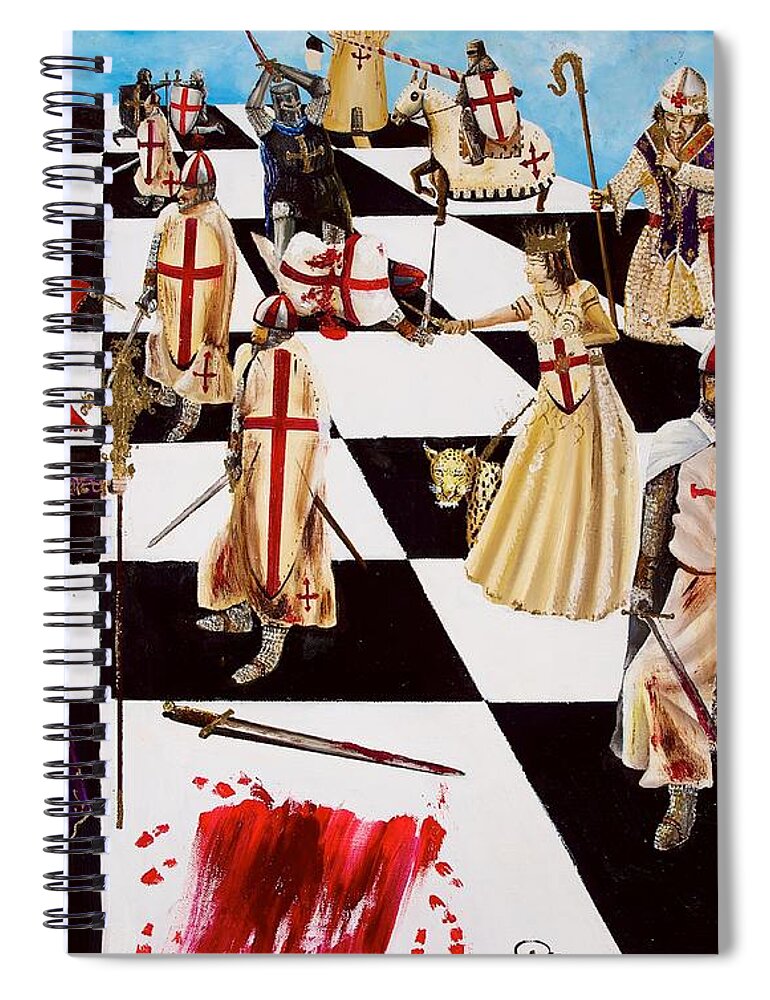 Game Of War Spiral Notebook featuring the painting Game of War by John Palliser