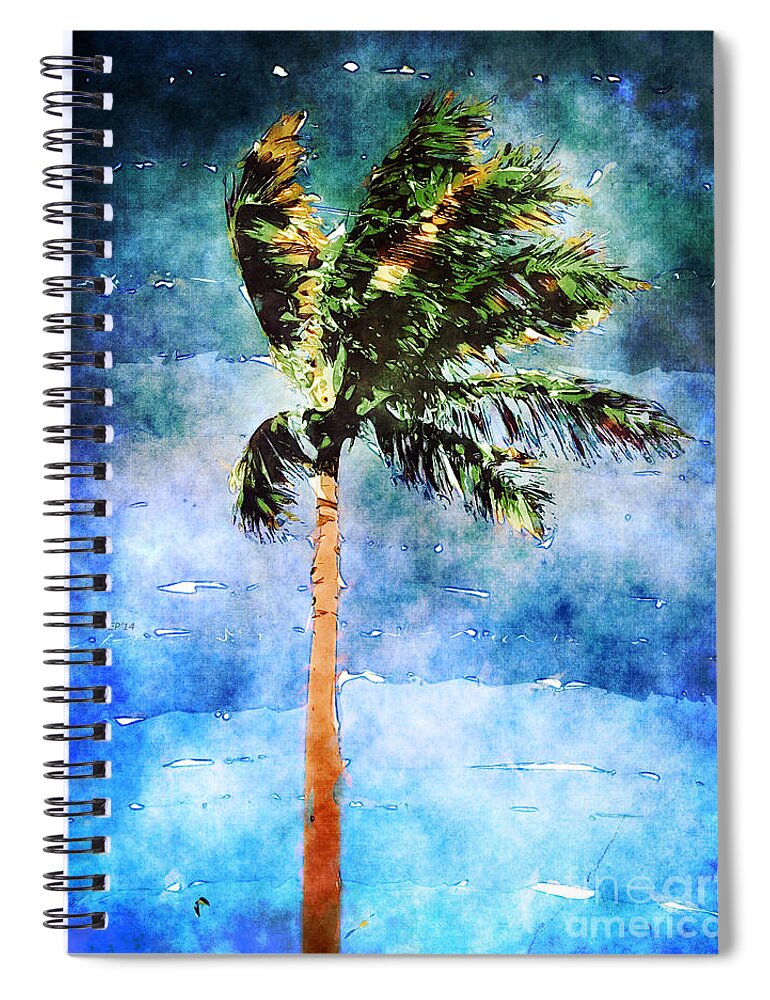 Palm Tree Spiral Notebook featuring the photograph Palm Tree In A Tropical Storm by Phil Perkins