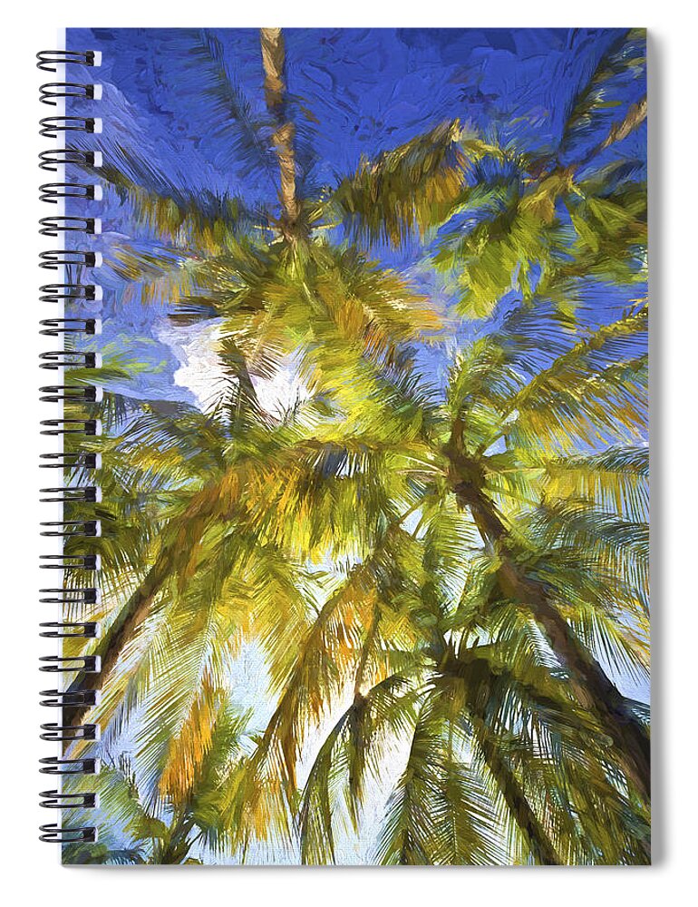 Abstract Spiral Notebook featuring the painting Palm Trees of Aruba by David Letts