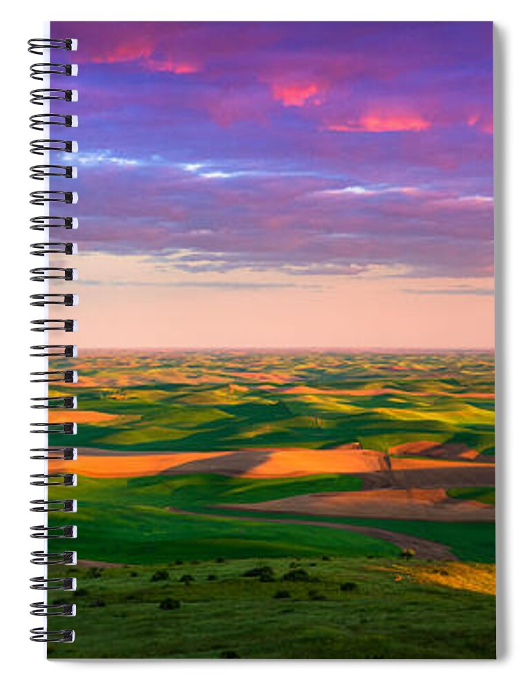 Agricultural Spiral Notebook featuring the photograph Palouse Land and Sky by Inge Johnsson