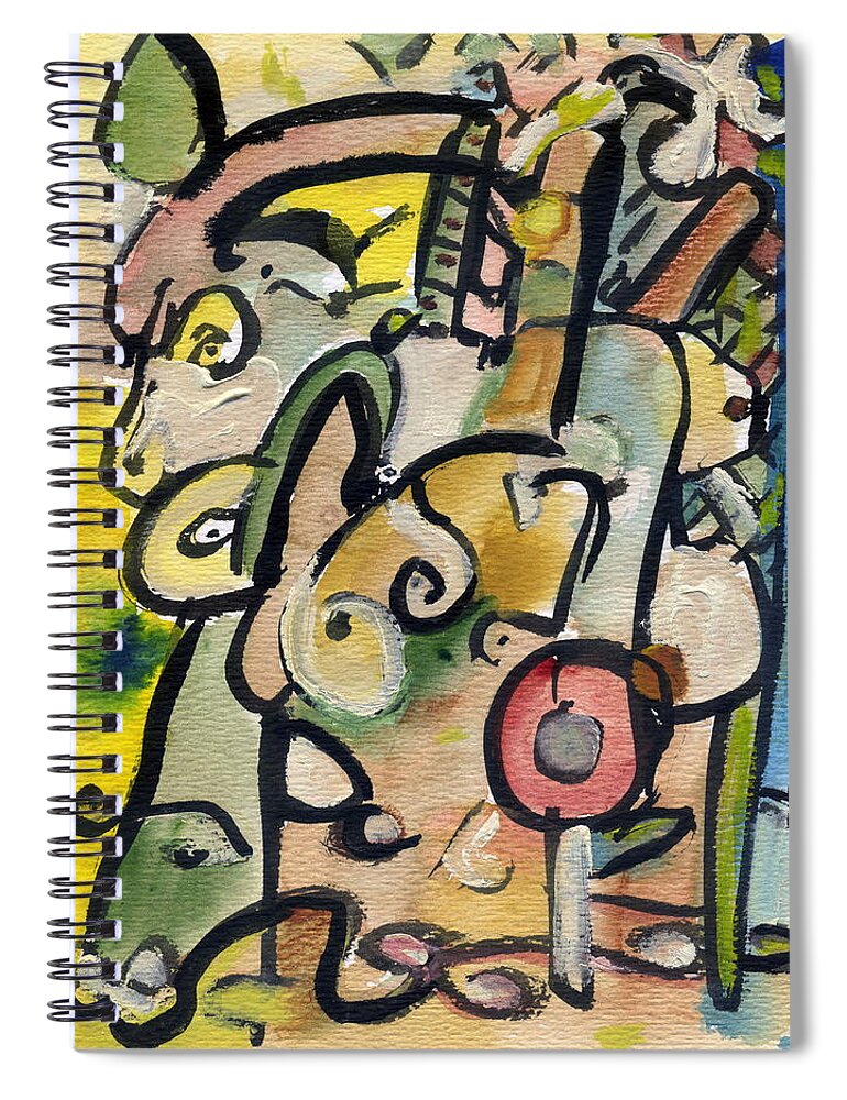 Wall Art Original Abstract Paintings Spiral Notebook featuring the painting Pamplona by Stephen Lucas