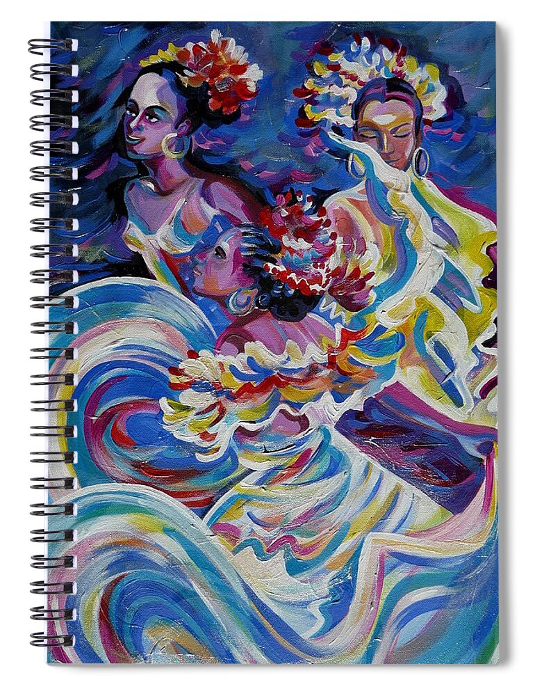 Carnival Spiral Notebook featuring the painting Panama Carnival. Folk Dancers by Anna Duyunova