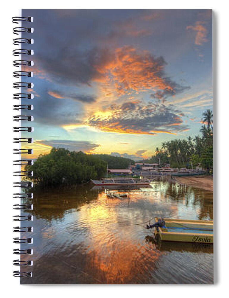 Yhun Suarez Spiral Notebook featuring the photograph Panglao Port Sunset 7.0 by Yhun Suarez