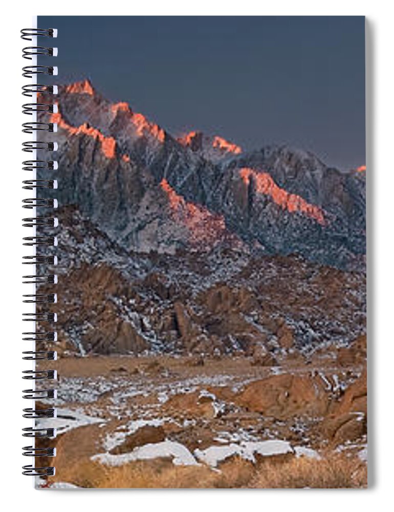 North America Scenic Spiral Notebook featuring the photograph panorama winter alabama hills eastern sierras CA by Dave Welling