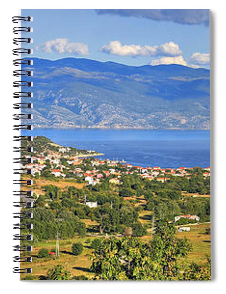 Croatia Spiral Notebook featuring the photograph Panoramic view of Baska - croatian beautiful coastal town by Brch Photography