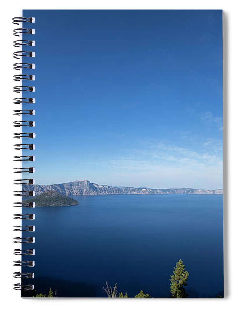 Crater Lake Spiral Notebook featuring the photograph Panoramic View Of Crater Lake by Jordan Siemens