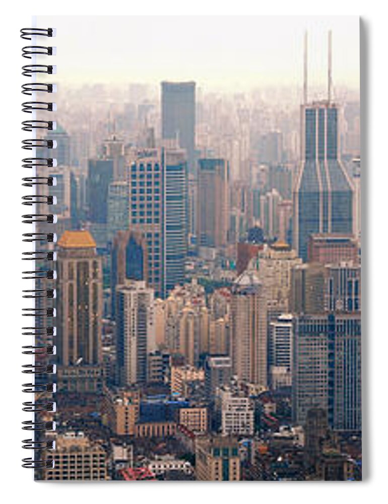 Panoramic Spiral Notebook featuring the photograph Panoramic View Of Puxi by Wei Fang