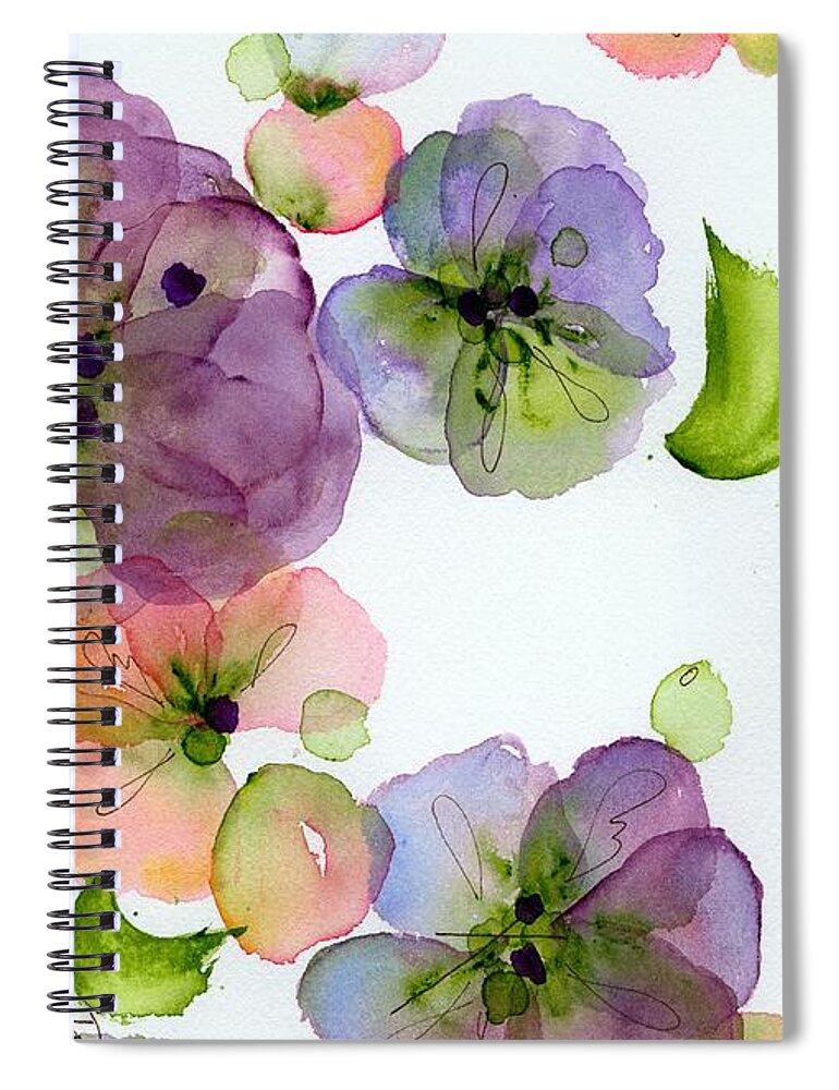 Watercolor Spiral Notebook featuring the painting Pansy Fall by Dawn Derman