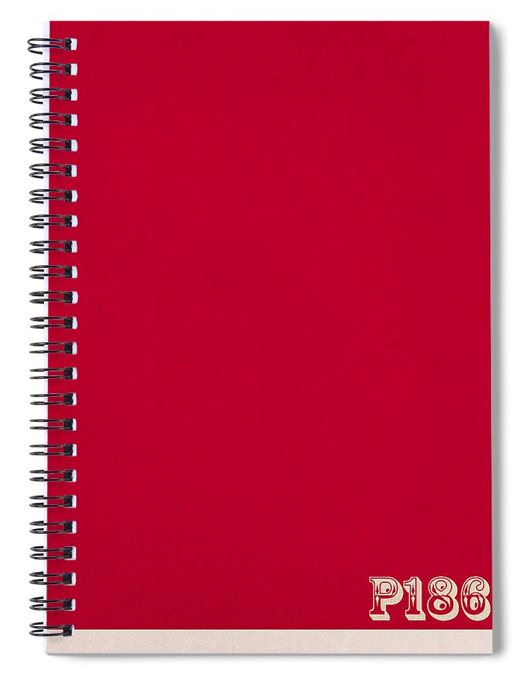 Pantone 186 Fire Engine Red Color On Worn Canvas Spiral Notebook For