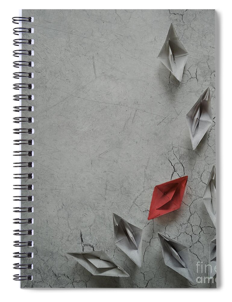 Paper Spiral Notebook featuring the digital art Paper Boats by Jelena Jovanovic