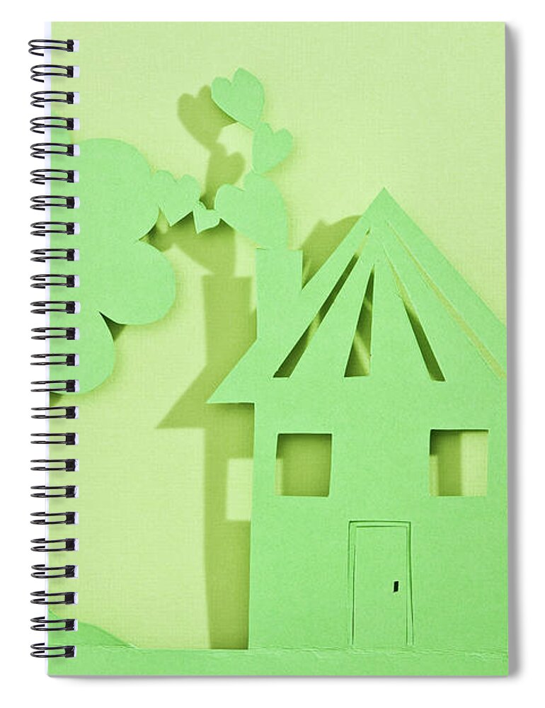 Environmental Conservation Spiral Notebook featuring the photograph Paper Cut Out Of House And Tree by Duel