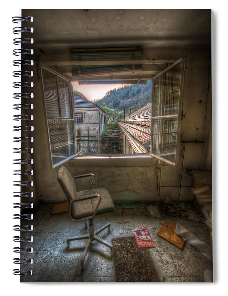 Germany Spiral Notebook featuring the digital art Paper mill reflection by Nathan Wright