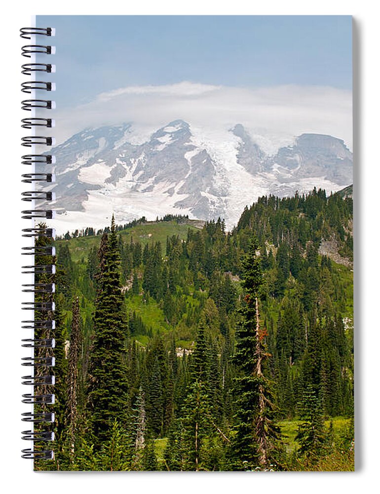 Mt.rainier Spiral Notebook featuring the photograph Paradise Valley and Mt. Rainier View by Tikvah's Hope