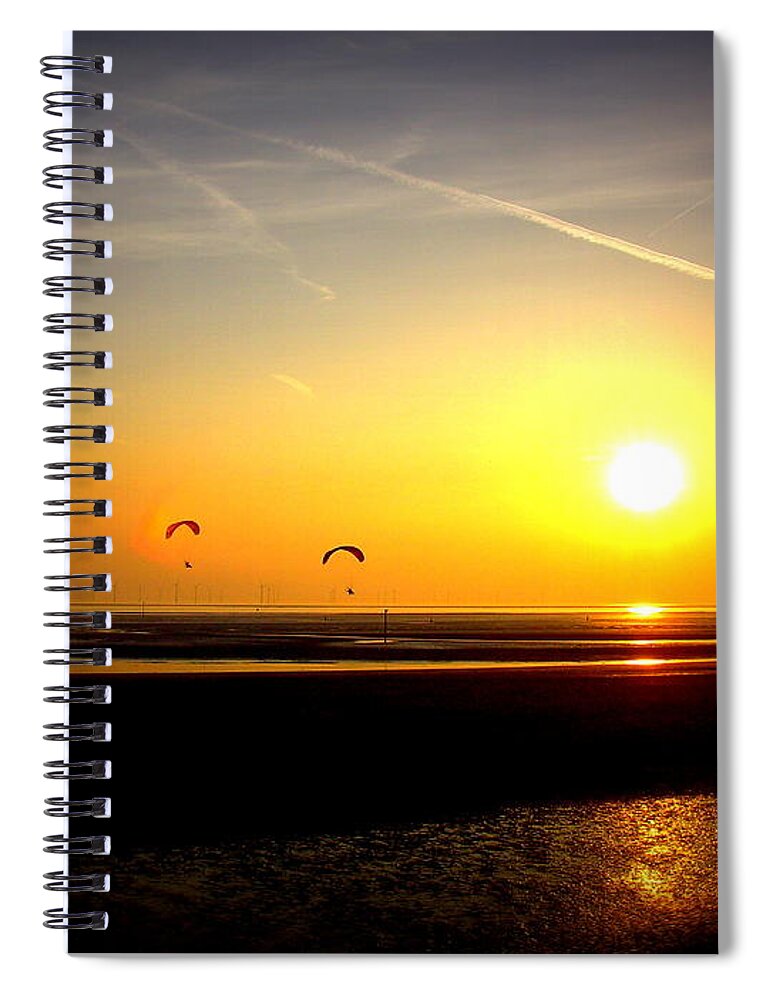 Paraglider Spiral Notebook featuring the photograph Paragliders at Sunset by Steve Kearns