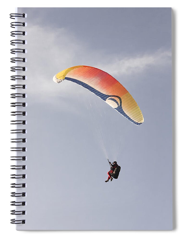 Paragliding Spiral Notebook featuring the photograph Paragliding from The Conor Pass by Mark Callanan
