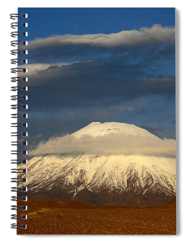 Chile Spiral Notebook featuring the photograph Parinacota Volcano Chile by James Brunker