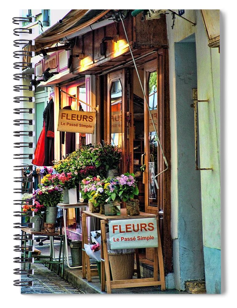 Fleurs Spiral Notebook featuring the photograph Paris Fleurs by Kathy Churchman