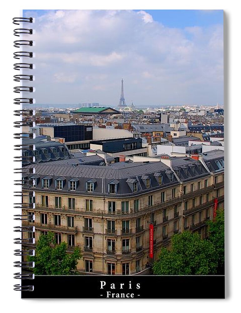 Eiffel Spiral Notebook featuring the photograph Paris from above by Dany Lison