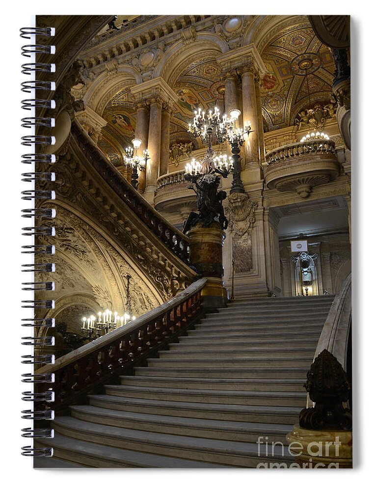 Paris Spiral Notebook featuring the photograph Paris Opera Garnier Grand Staircase - Paris Opera House Architecture Grand Staircase Fine Art by Kathy Fornal