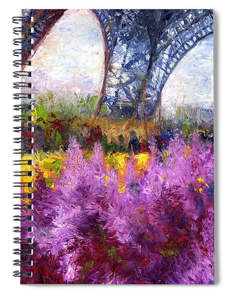 Oil Spiral Notebook featuring the painting Paris Tour Eiffel 01 by Yuriy Shevchuk
