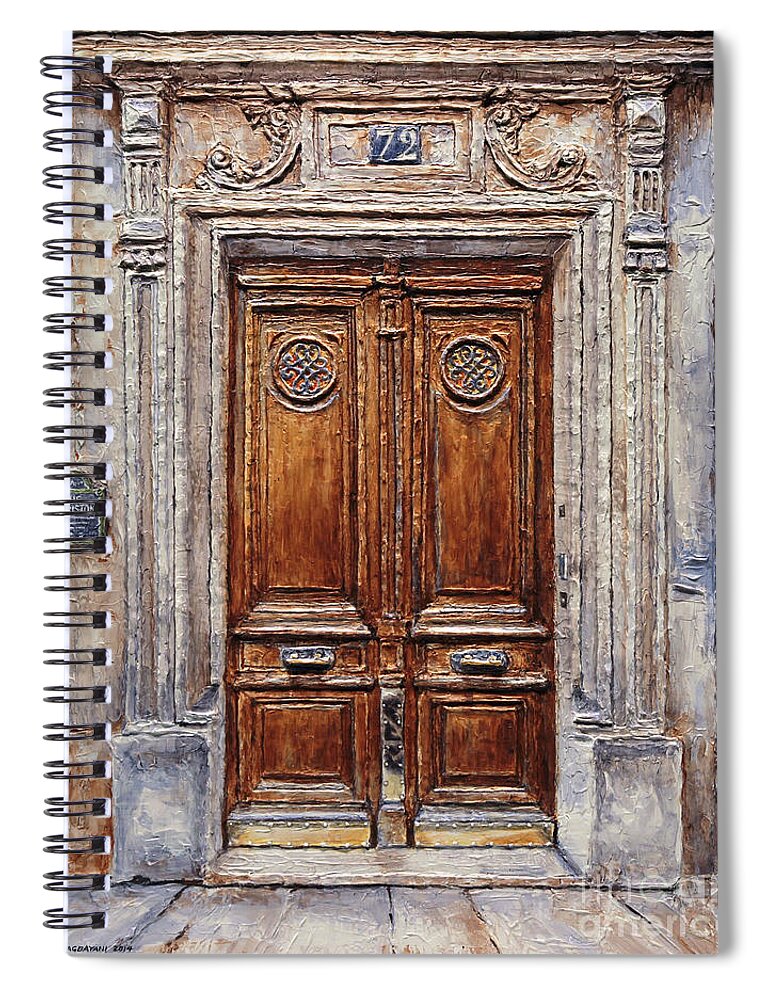 Rue Lauriston Spiral Notebook featuring the painting Parisian Door on Rue Lauriston by Joey Agbayani