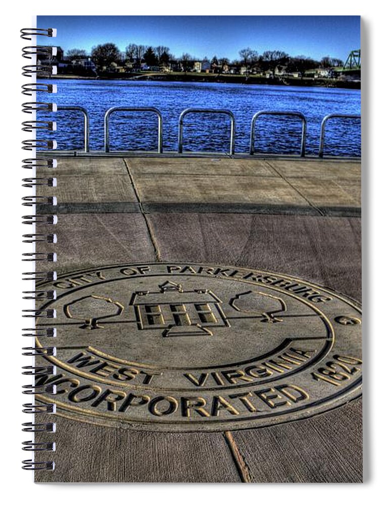 Parkersburg Spiral Notebook featuring the photograph Parkerburg City Seal by Jonny D