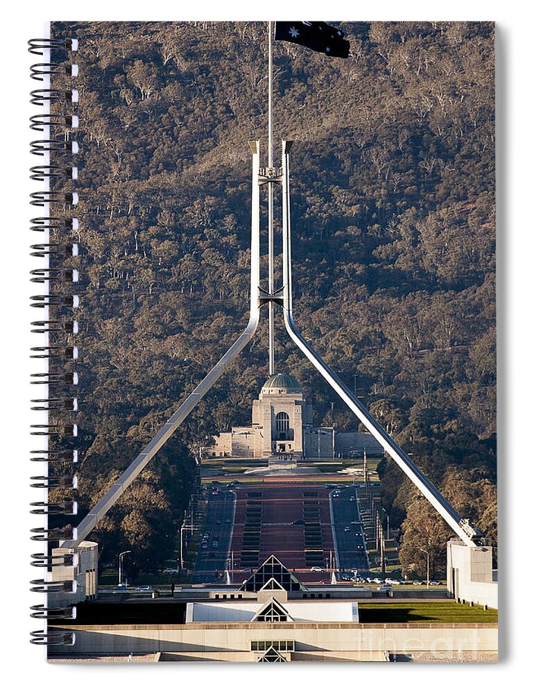 Australia Spiral Notebook featuring the photograph Parliament and war memorial australia by Steven Ralser