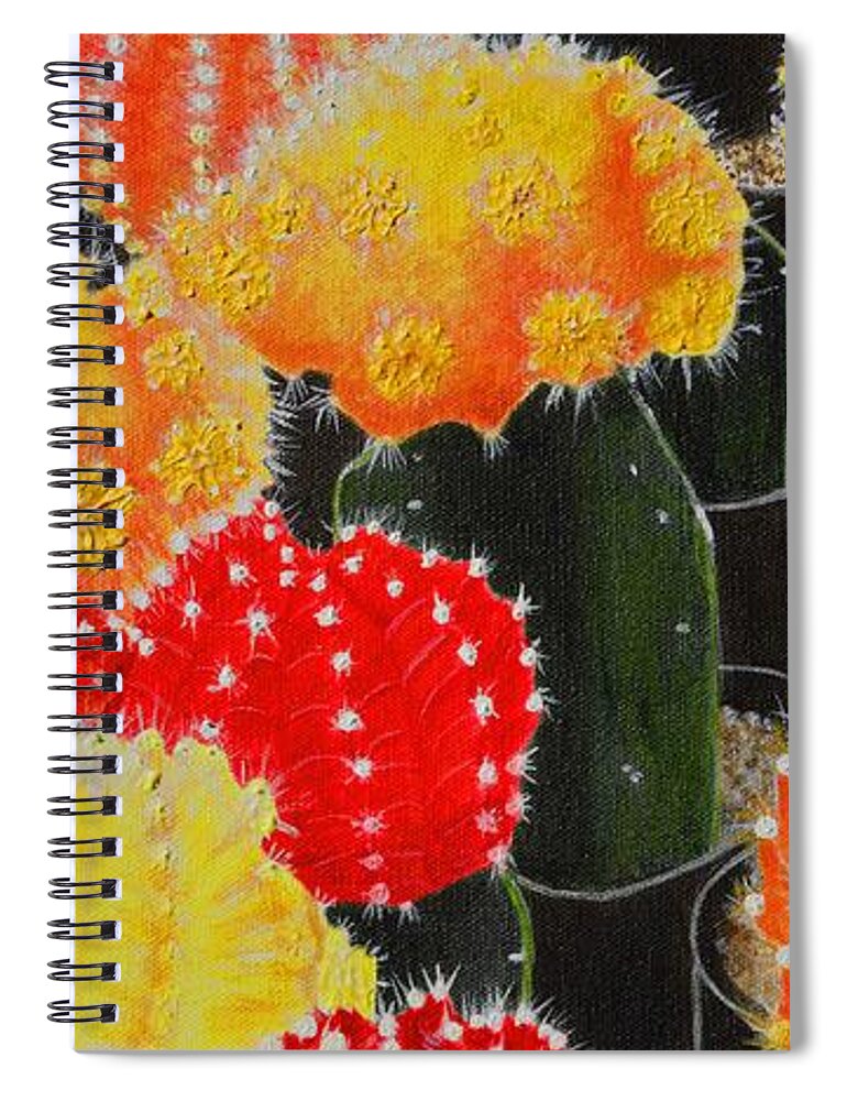 Cactus Spiral Notebook featuring the painting Party Girls by Donna Manaraze