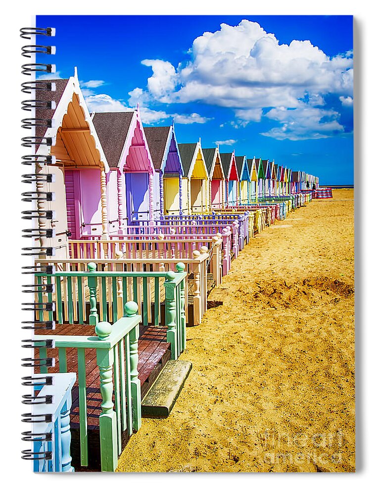 Beach Huts Canvas Spiral Notebook featuring the photograph Pastel Beach Huts 2 by Chris Thaxter