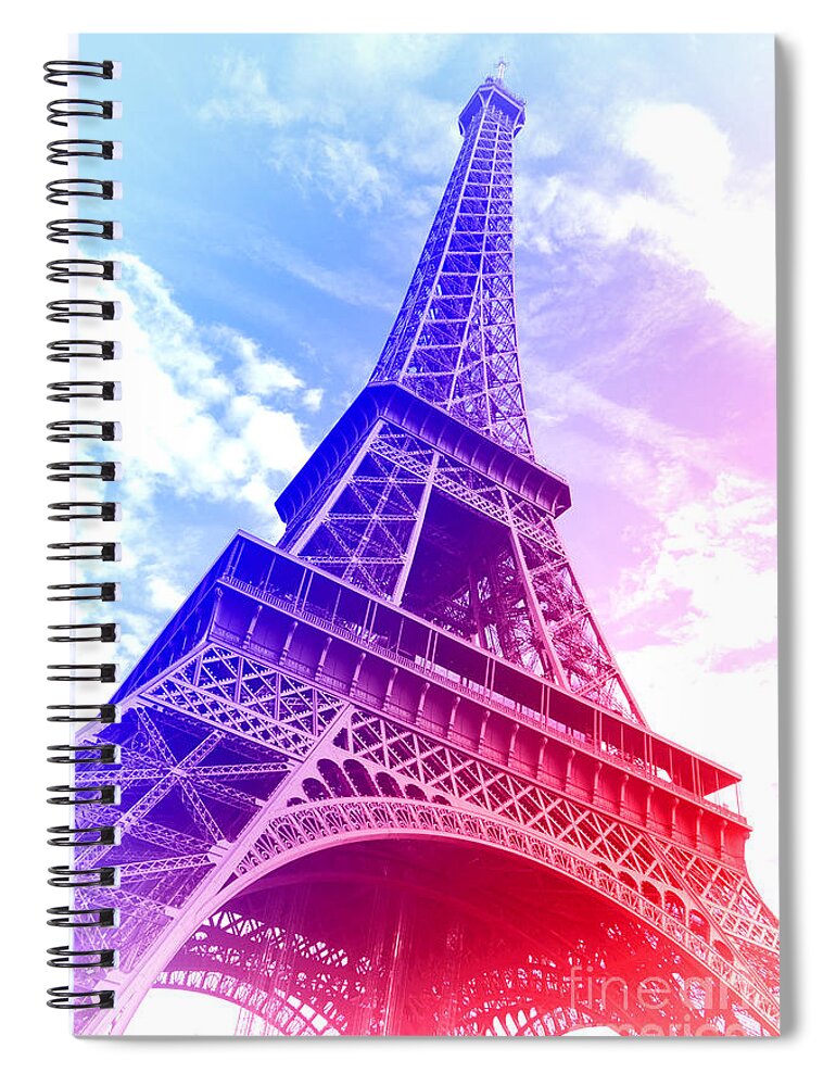 Eiffel Spiral Notebook featuring the photograph Patriotic Eiffel Tower by Olivier Le Queinec