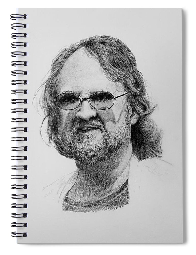 Portrait Spiral Notebook featuring the drawing Paul Rebmann by Daniel Reed