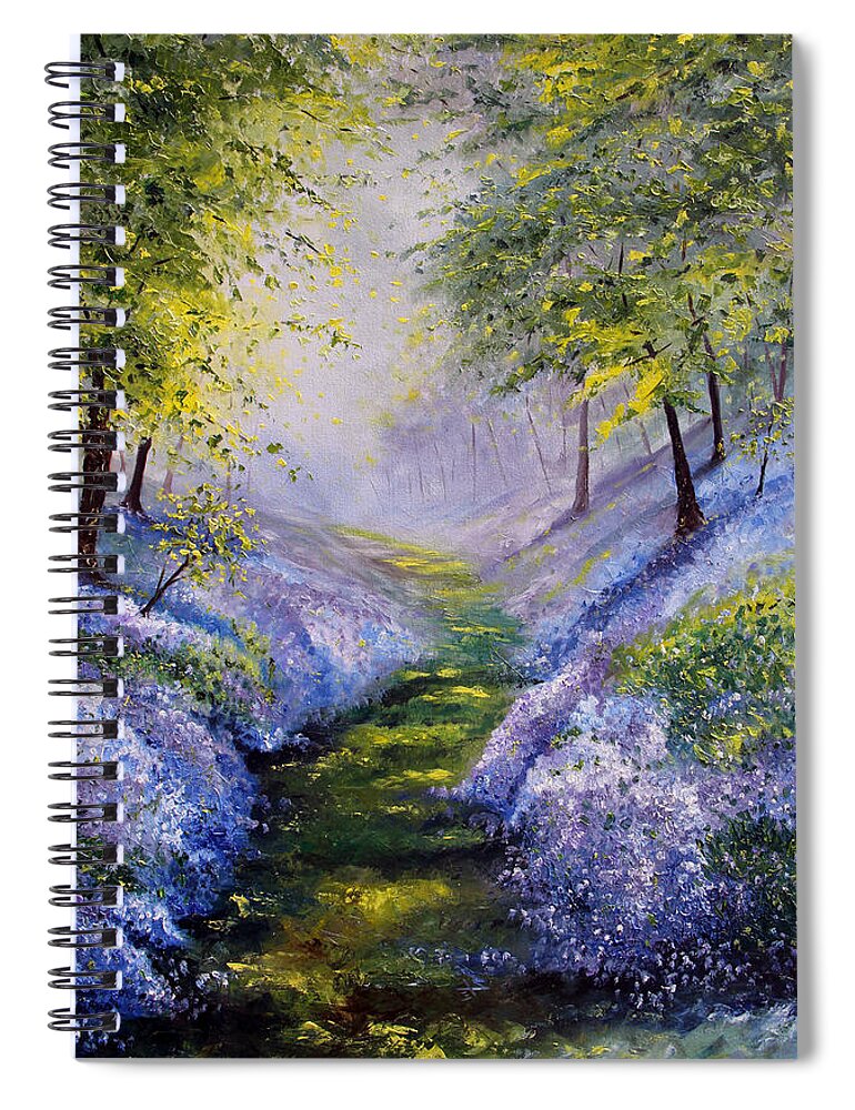 Bluebells Spiral Notebook featuring the painting Pavilioned in Splendor by Meaghan Troup